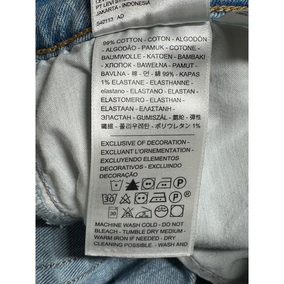 Levis Jeans Womens 27 Premium Ribcage Straight Button Fly Distressed Denim Big E - Picture 9 of 14